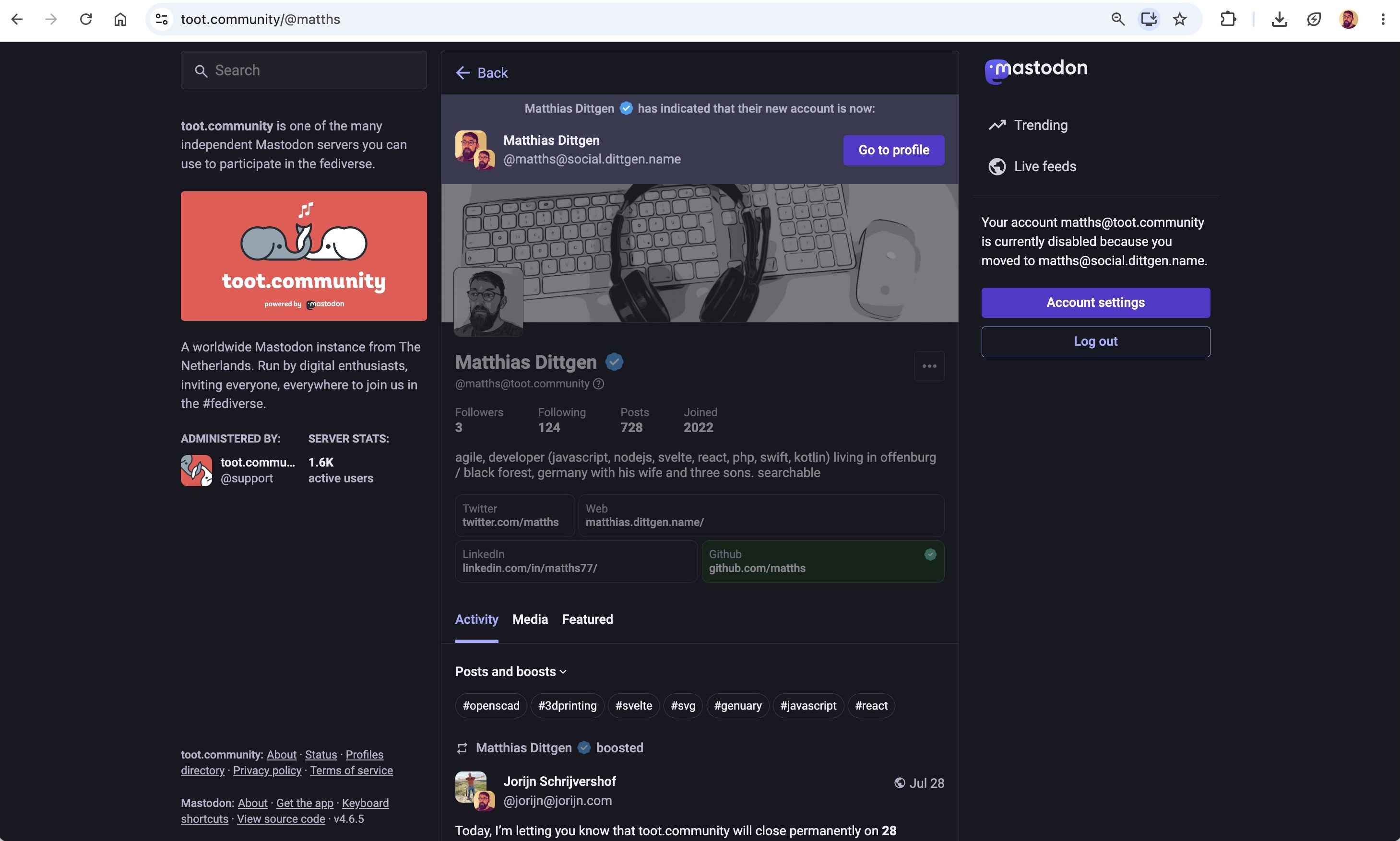 Leaving toot.community